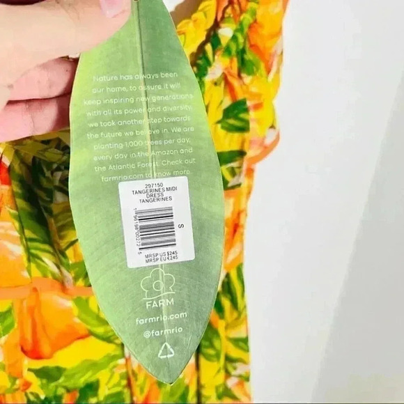 NWT FARM Rio Tangerines Off Shoulder Midi Dress - Picture 9 of 12
